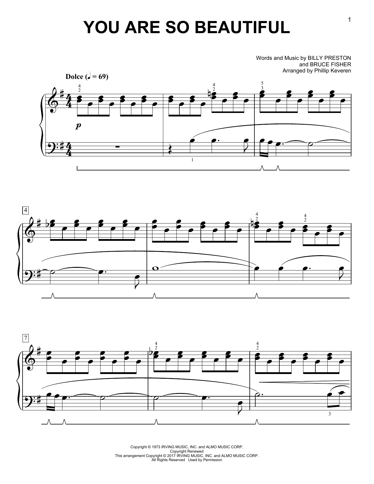 Download Phillip Keveren You Are So Beautiful Sheet Music and learn how to play Easy Piano PDF digital score in minutes