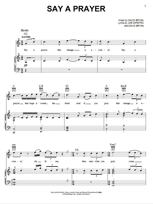 Download Joe DiPietro Say A Prayer Sheet Music and learn how to play Piano, Vocal & Guitar (Right-Hand Melody) PDF digital score in minutes