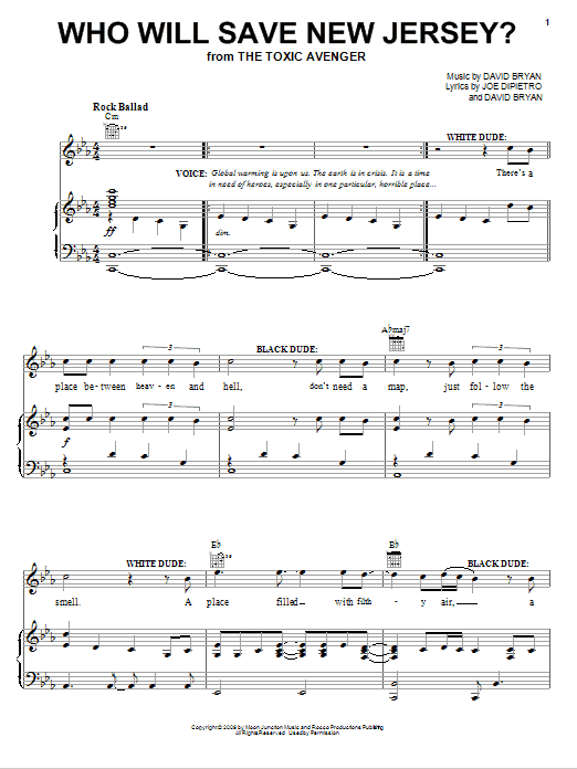 Download Joe DiPietro Who Will Save New Jersey? Sheet Music and learn how to play Piano, Vocal & Guitar (Right-Hand Melody) PDF digital score in minutes