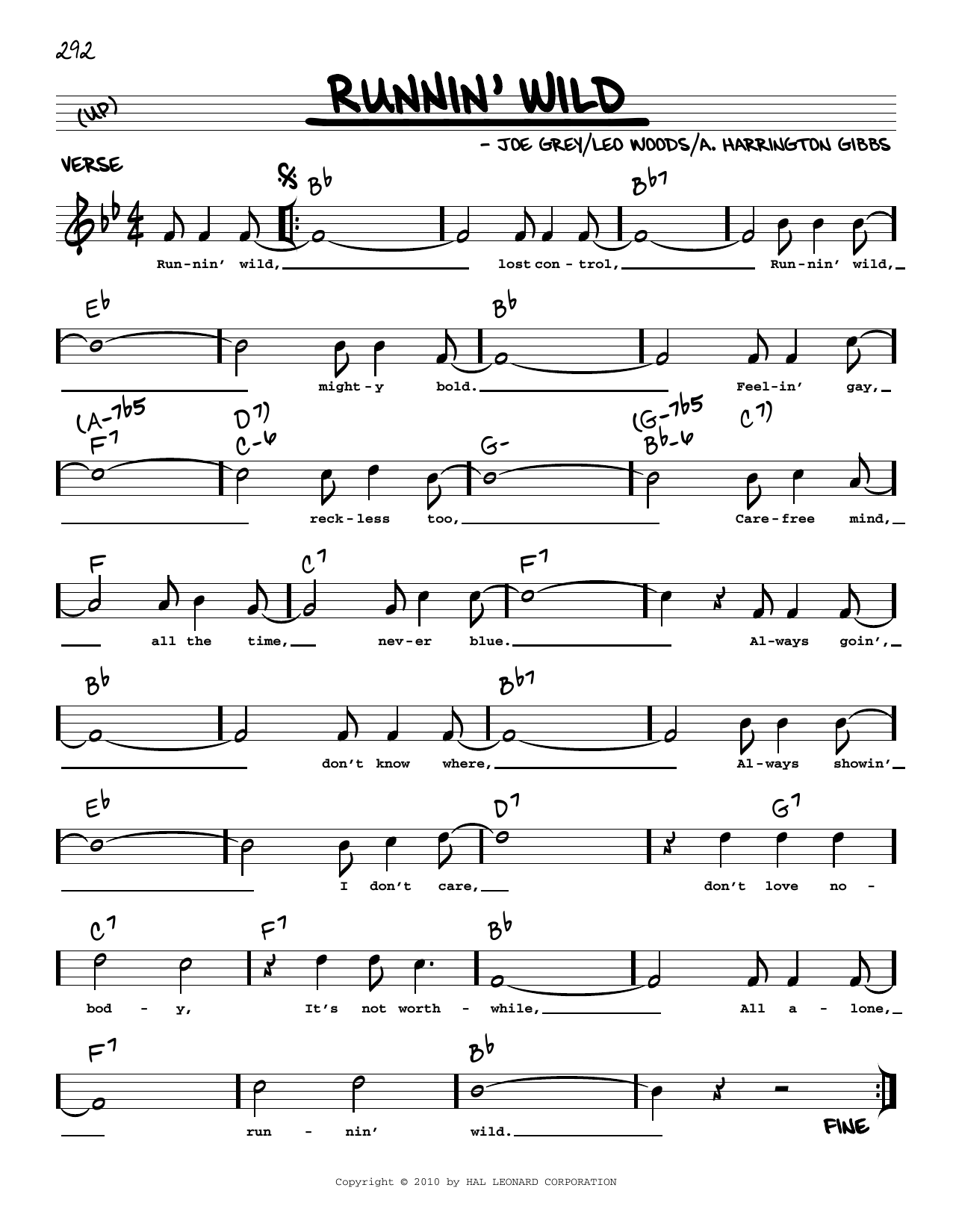 Download Joe Grey Runnin' Wild (arr. Robert Rawlins) Sheet Music and learn how to play Real Book – Melody, Lyrics & Chords PDF digital score in minutes