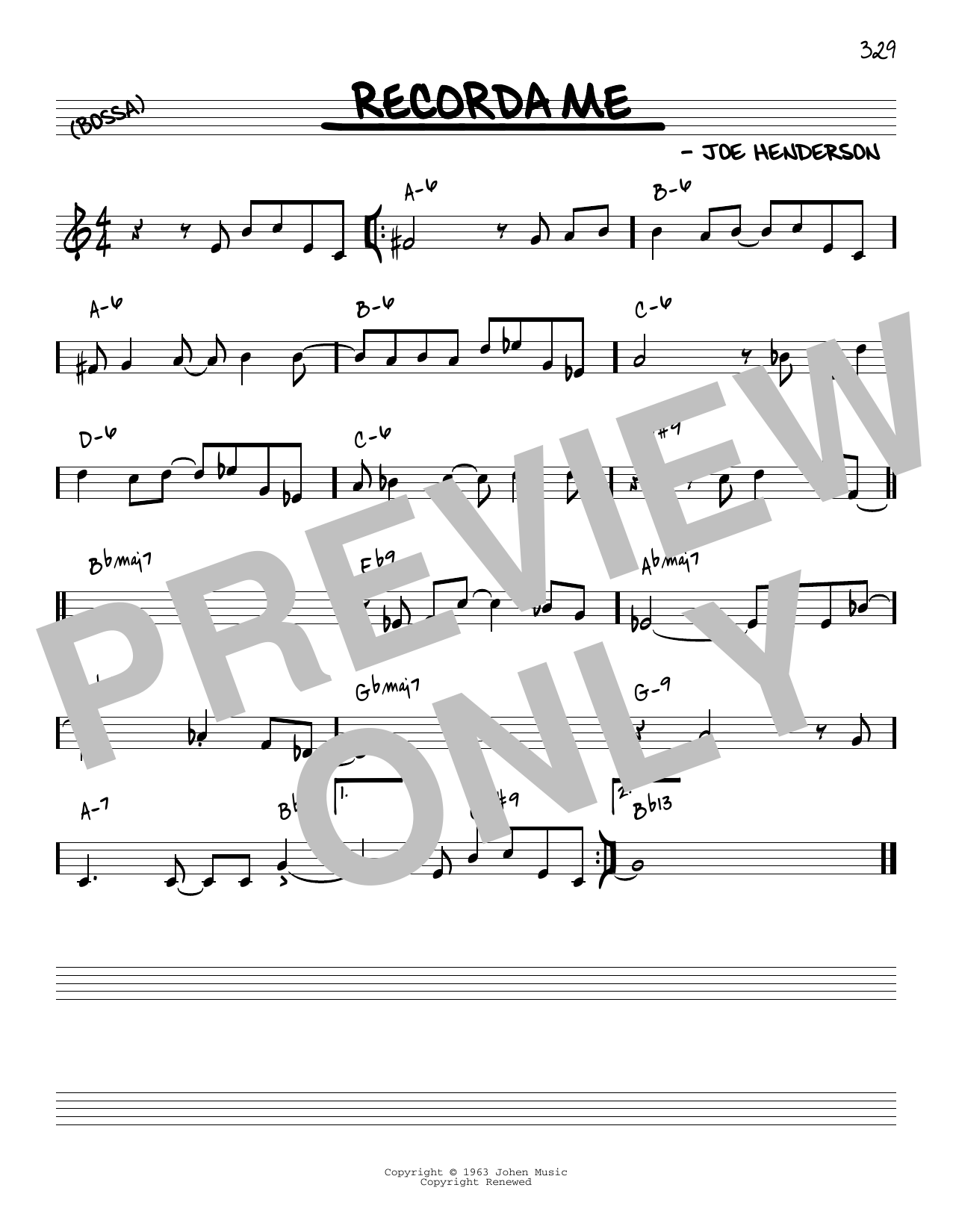 Download Joe Henderson Recorda Me [Reharmonized version] (arr. Jack Grassel) Sheet Music and learn how to play Real Book – Melody & Chords PDF digital score in minutes