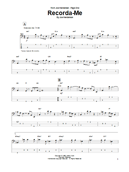 Download Joe Henderson Recorda Me Sheet Music and learn how to play Real Book - Melody & Chords - Bb Instruments PDF digital score in minutes