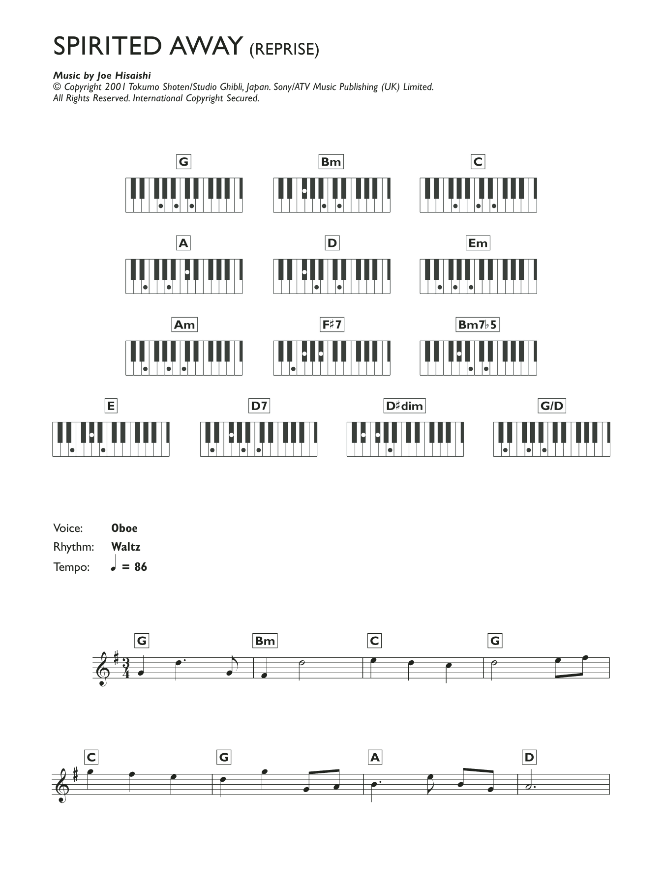 Download Joe Hisaishi Reprise (from Spirited Away) Sheet Music and learn how to play Beginner Piano PDF digital score in minutes