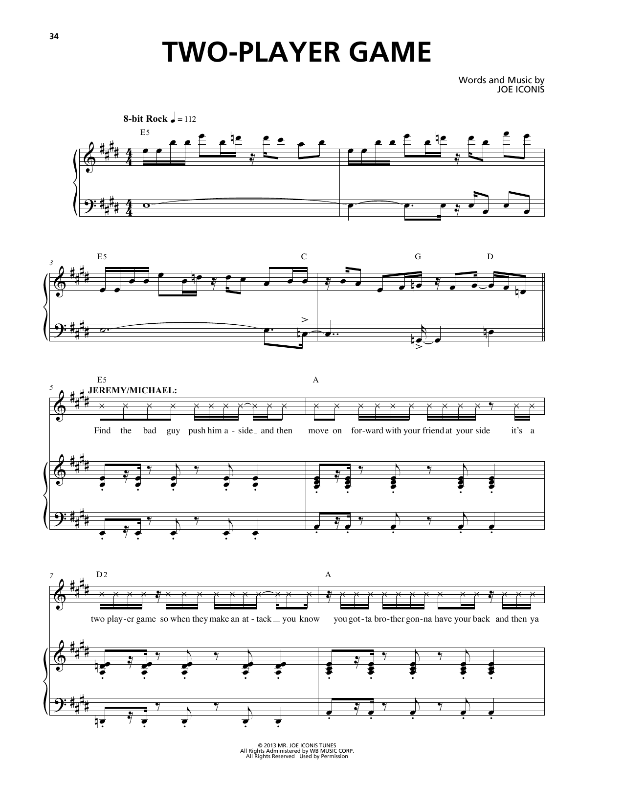 Download Joe Iconis Two-Player Game Sheet Music and learn how to play Piano & Vocal PDF digital score in minutes