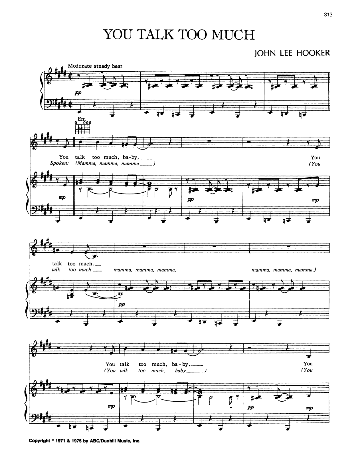 Download Joe Jones You Talk Too Much Sheet Music and learn how to play Piano, Vocal & Guitar Chords (Right-Hand Melody) PDF digital score in minutes