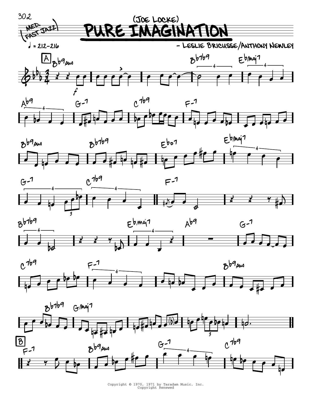Download Joe Locke Pure Imagination (solo only) Sheet Music and learn how to play Real Book – Melody & Chords PDF digital score in minutes