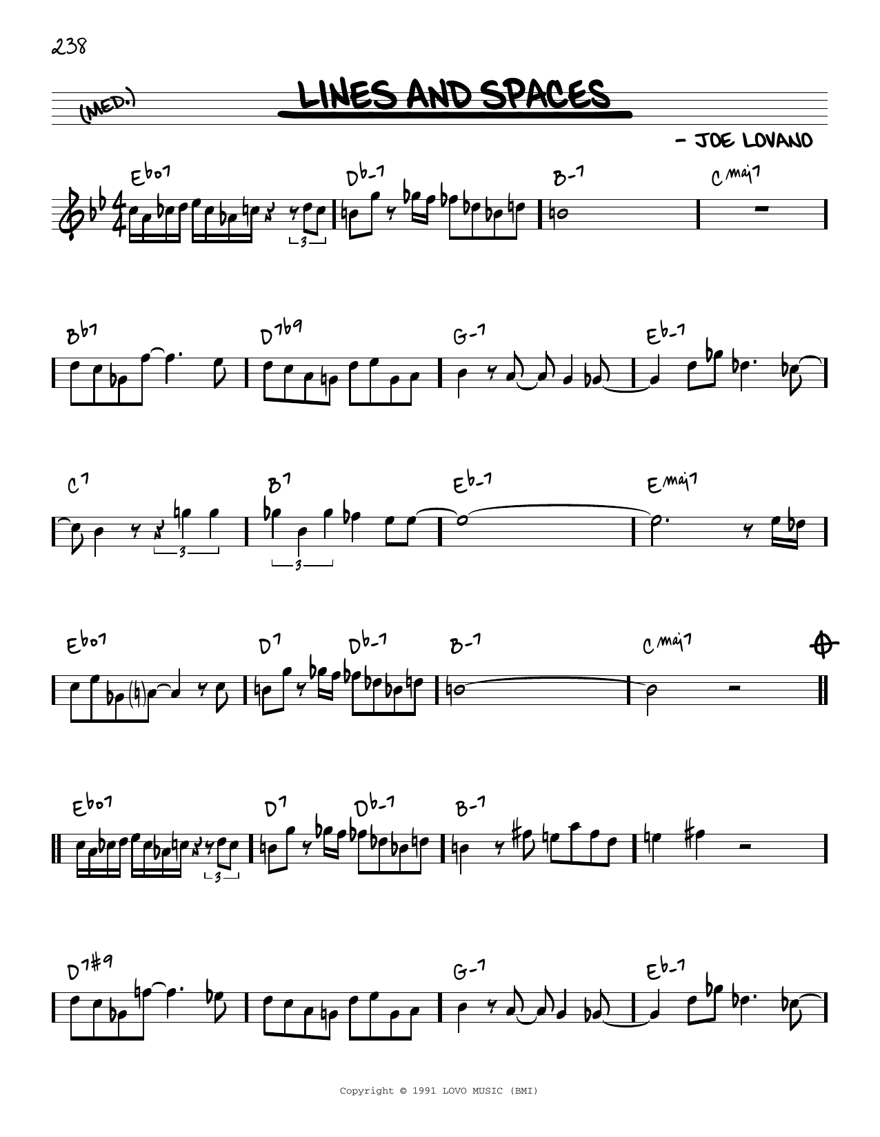 Download Joe Lovano Lines And Spaces [Reharmonized version] (arr. Jack Grassel) Sheet Music and learn how to play Real Book – Melody & Chords PDF digital score in minutes