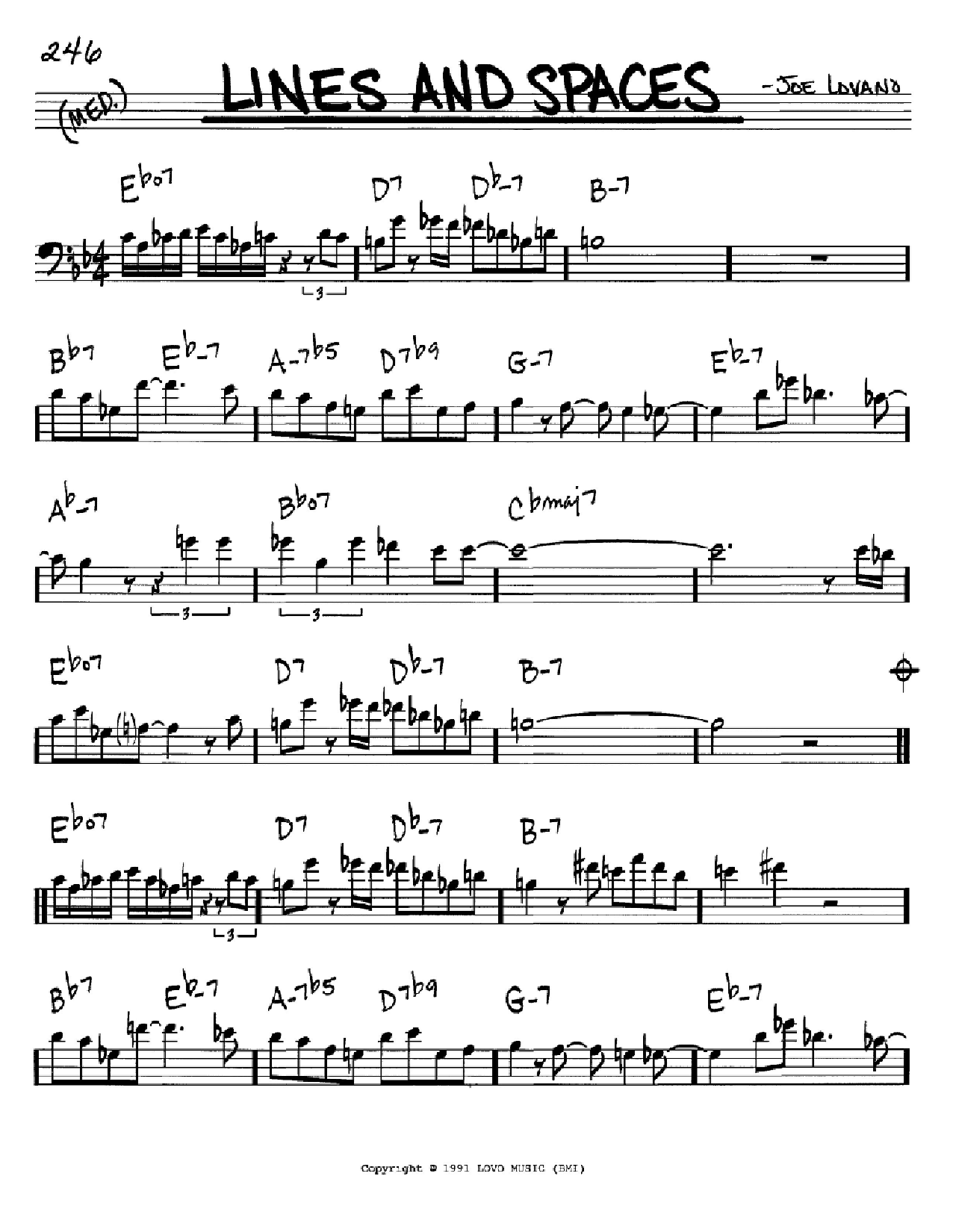 Download Joe Lovano Lines And Spaces Sheet Music and learn how to play Real Book – Melody & Chords – Eb Instruments PDF digital score in minutes