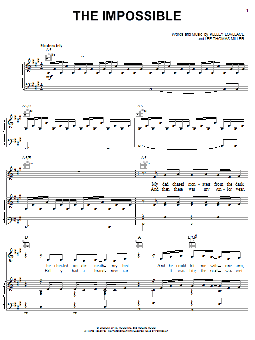 Download Joe Nichols The Impossible Sheet Music and learn how to play Piano, Vocal & Guitar (Right-Hand Melody) PDF digital score in minutes