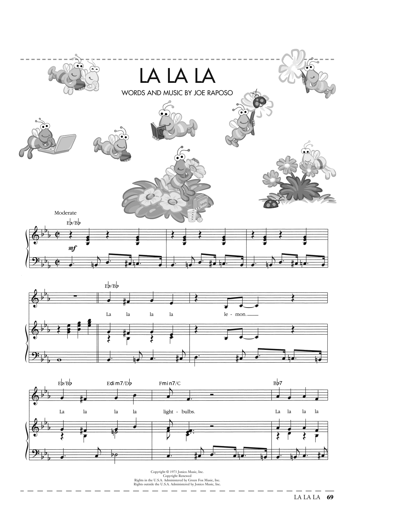 Download Joe Raposo La La La (from Sesame Street) Sheet Music and learn how to play Piano, Vocal & Guitar Chords (Right-Hand Melody) PDF digital score in minutes