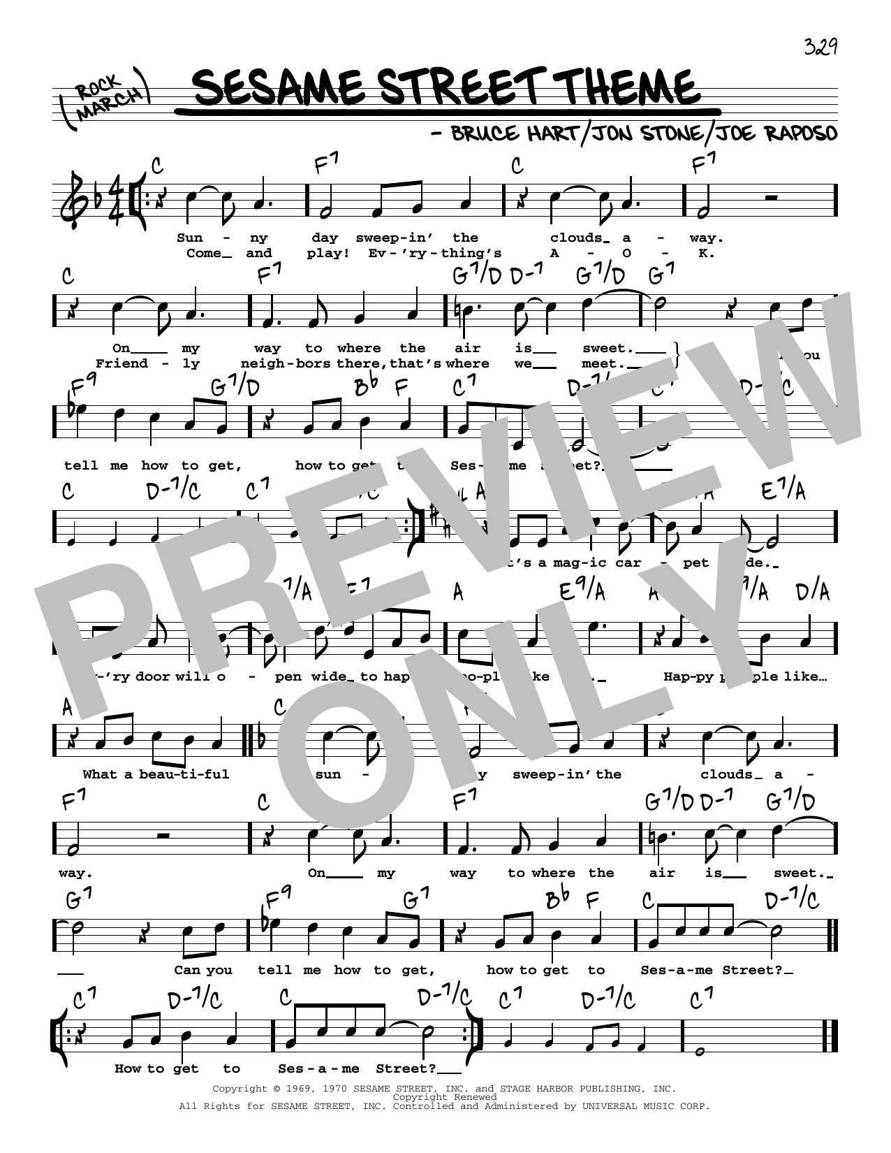 Download Joe Raposo Sesame Street Theme (High Voice) Sheet Music and learn how to play Real Book – Melody, Lyrics & Chords PDF digital score in minutes
