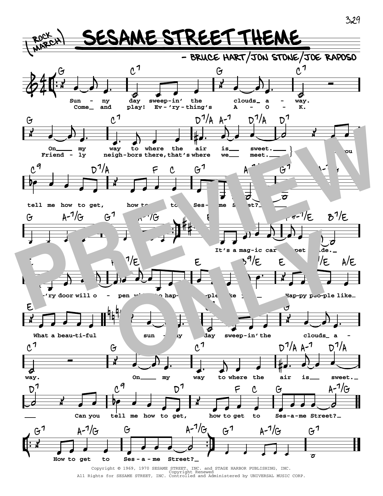 Download Joe Raposo Sesame Street Theme (Low Voice) Sheet Music and learn how to play Real Book – Melody, Lyrics & Chords PDF digital score in minutes