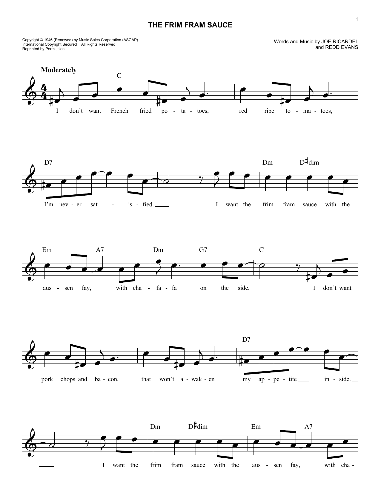 Download Joe Ricardel The Frim Fram Sauce Sheet Music and learn how to play Very Easy Piano PDF digital score in minutes