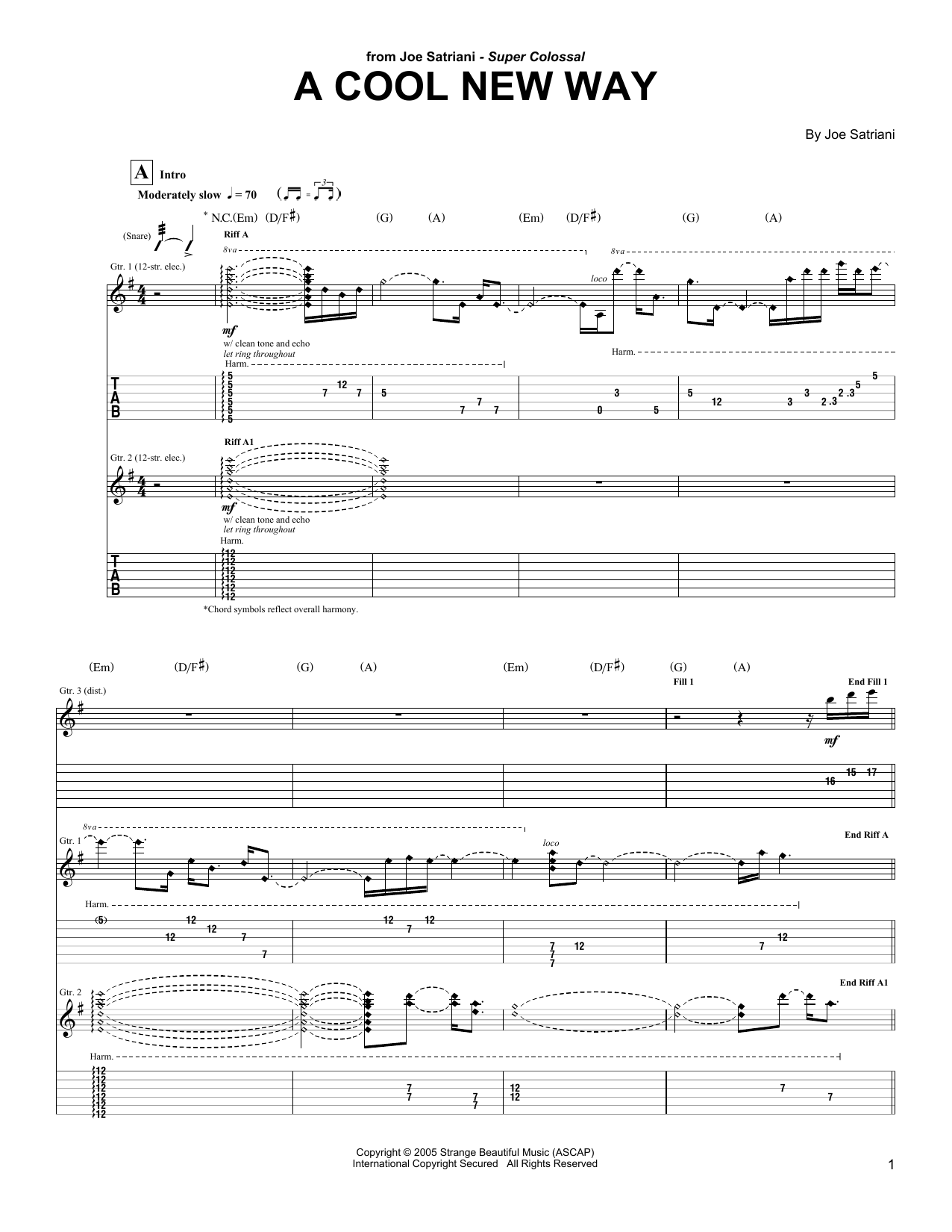 Download Joe Satriani A Cool New Way Sheet Music and learn how to play Guitar Tab PDF digital score in minutes