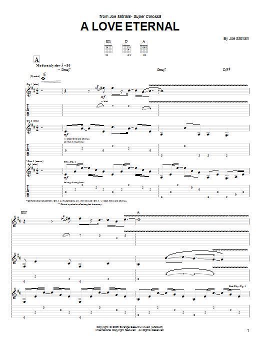 Download Joe Satriani A Love Eternal Sheet Music and learn how to play Guitar Tab PDF digital score in minutes