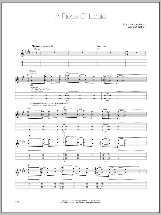 Download Joe Satriani A Piece Of Liquid Sheet Music and learn how to play Guitar Tab PDF digital score in minutes