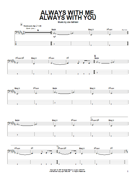 Download Joe Satriani Always With Me, Always With You Sheet Music and learn how to play Easy Guitar Tab PDF digital score in minutes