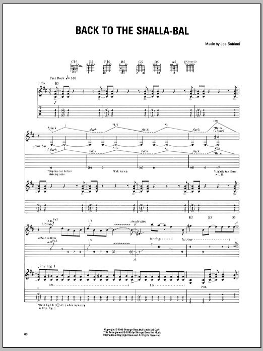 Download Joe Satriani Back To The Shalla-Bal Sheet Music and learn how to play Guitar Tab PDF digital score in minutes