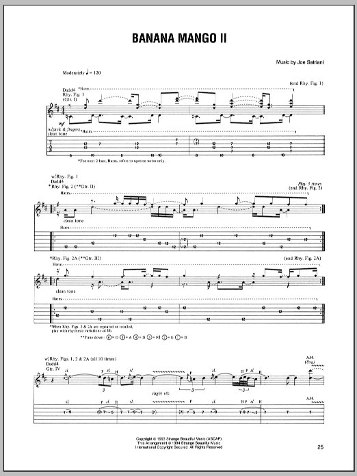 Download Joe Satriani Banana Mango II Sheet Music and learn how to play Guitar Tab PDF digital score in minutes