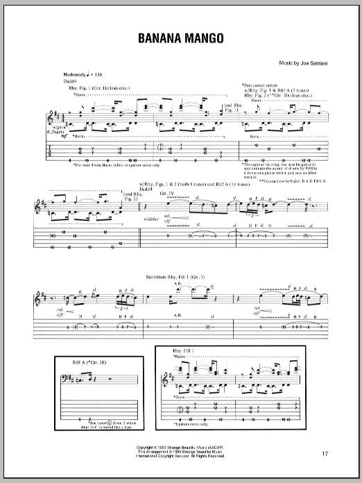 Download Joe Satriani Banana Mango Sheet Music and learn how to play Guitar Tab PDF digital score in minutes