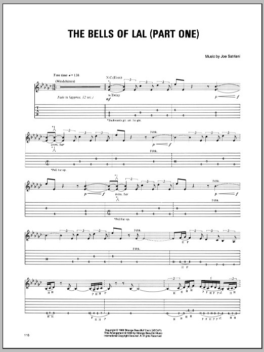 Download Joe Satriani Bells Of Lal (Part One) Sheet Music and learn how to play Guitar Tab PDF digital score in minutes