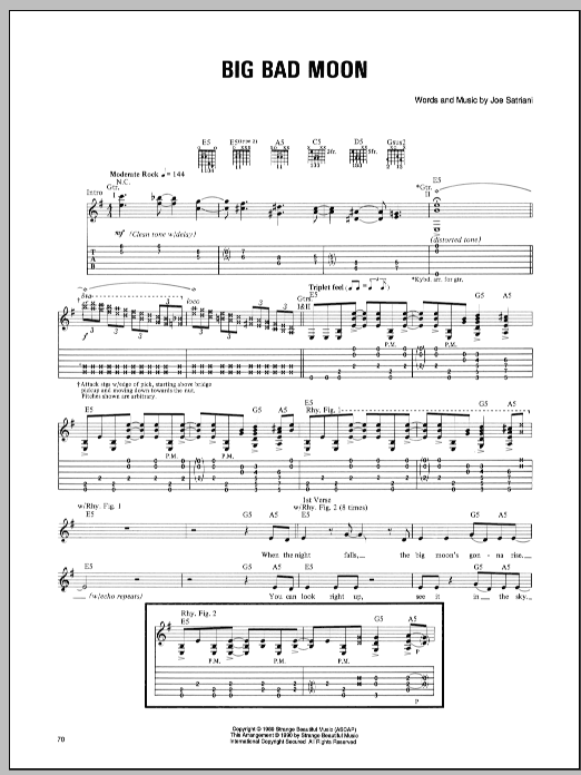 Download Joe Satriani Big Bad Moon Sheet Music and learn how to play Guitar Tab PDF digital score in minutes