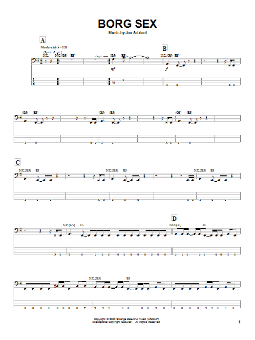Download Joe Satriani Borg Sex Sheet Music and learn how to play Bass Guitar Tab PDF digital score in minutes