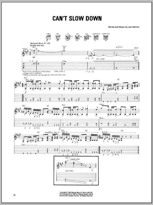 Download Joe Satriani Can't Slow Down Sheet Music and learn how to play Guitar Tab PDF digital score in minutes