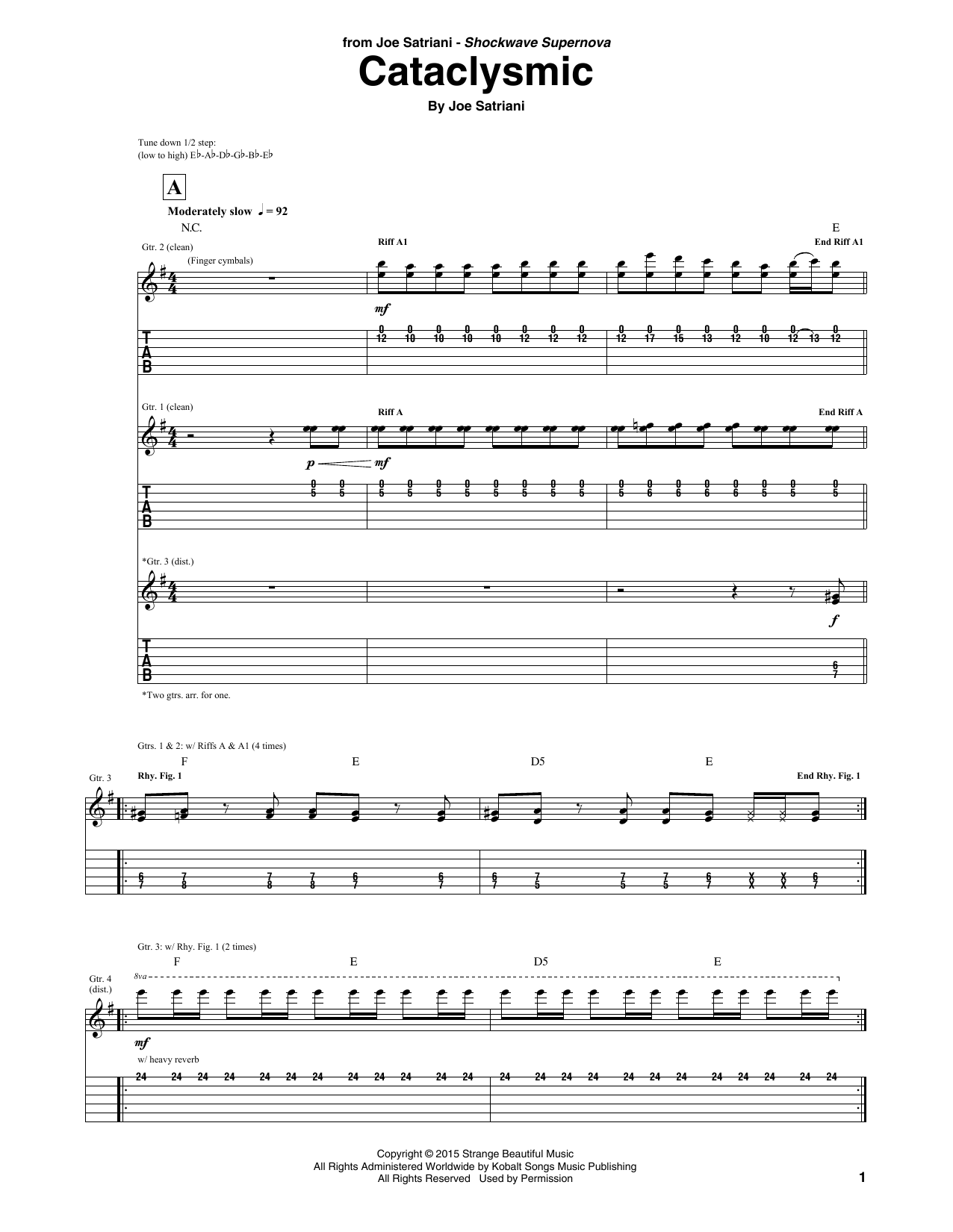Download Joe Satriani Cataclysmic Sheet Music and learn how to play Guitar Tab PDF digital score in minutes