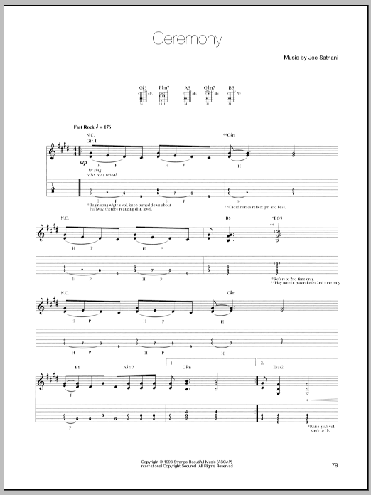 Download Joe Satriani Ceremony Sheet Music and learn how to play Guitar Tab PDF digital score in minutes