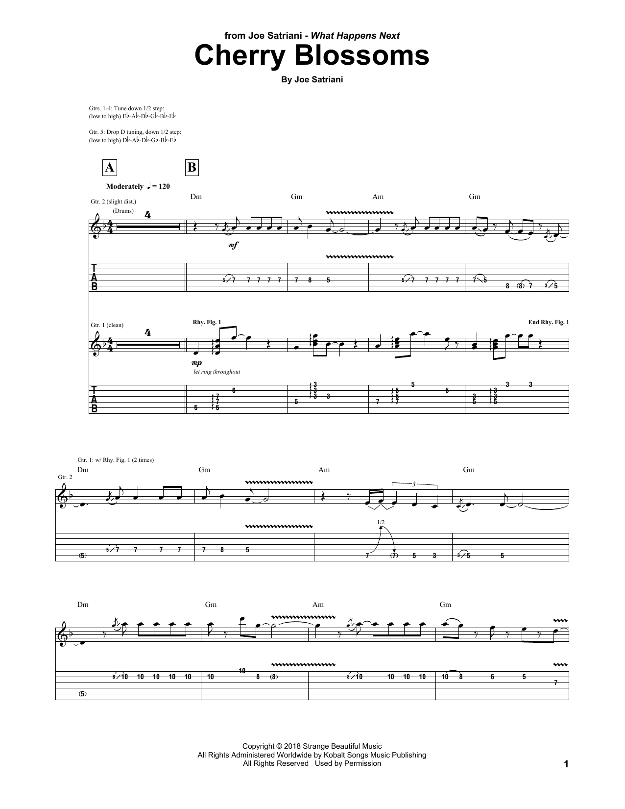 Download Joe Satriani Cherry Blossoms Sheet Music and learn how to play Guitar Tab PDF digital score in minutes