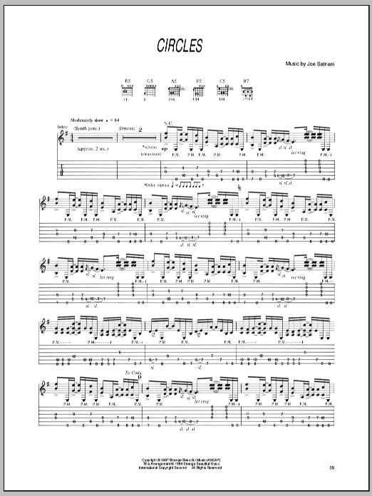 Download Joe Satriani Circles Sheet Music and learn how to play Guitar Tab PDF digital score in minutes