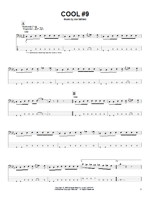 Download Joe Satriani Cool #9 Sheet Music and learn how to play Bass Guitar Tab PDF digital score in minutes