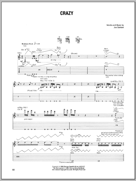 Download Joe Satriani Crazy Sheet Music and learn how to play Guitar Tab PDF digital score in minutes
