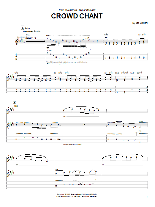 Download Joe Satriani Crowd Chant Sheet Music and learn how to play Guitar Tab PDF digital score in minutes