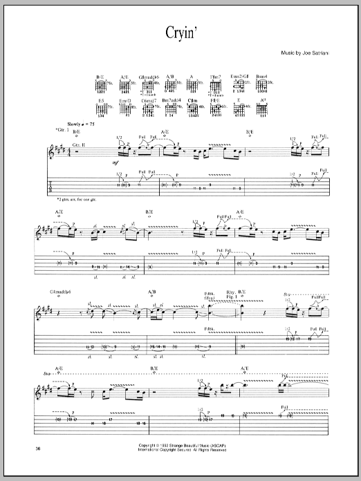 Download Joe Satriani Cryin' Sheet Music and learn how to play Guitar Tab PDF digital score in minutes