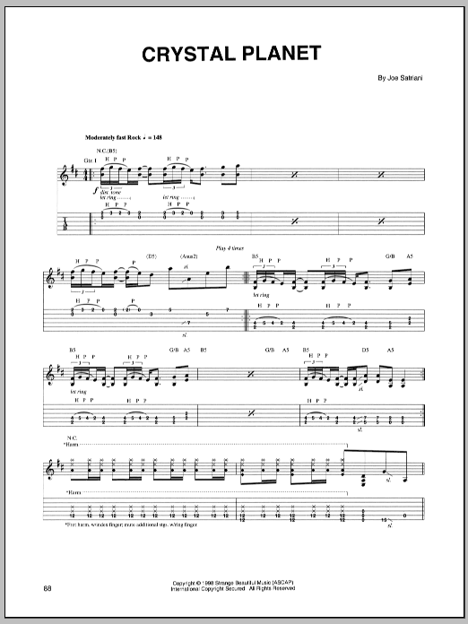 Download Joe Satriani Crystal Planet Sheet Music and learn how to play Guitar Tab PDF digital score in minutes