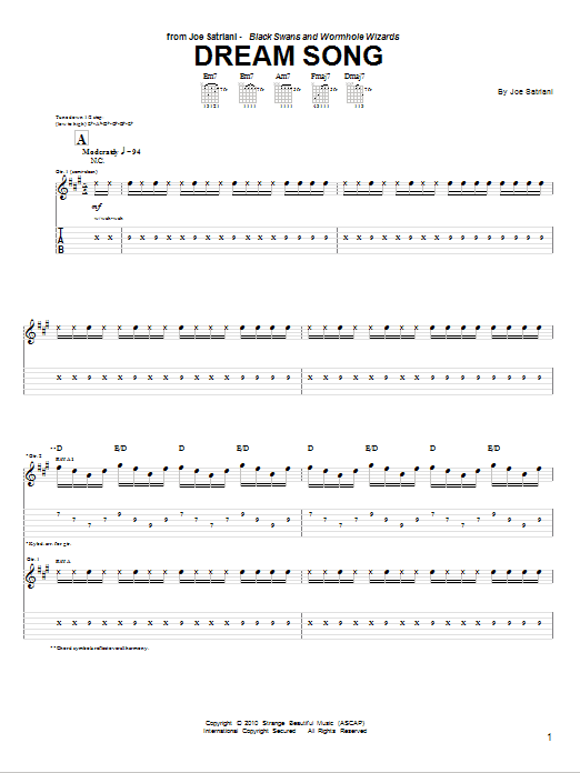 Download Joe Satriani Dream Song Sheet Music and learn how to play Guitar Tab PDF digital score in minutes