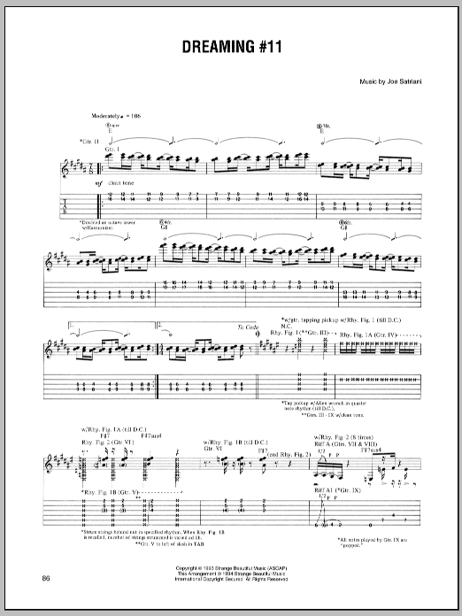 Download Joe Satriani Dreaming #11 Sheet Music and learn how to play Guitar Tab PDF digital score in minutes