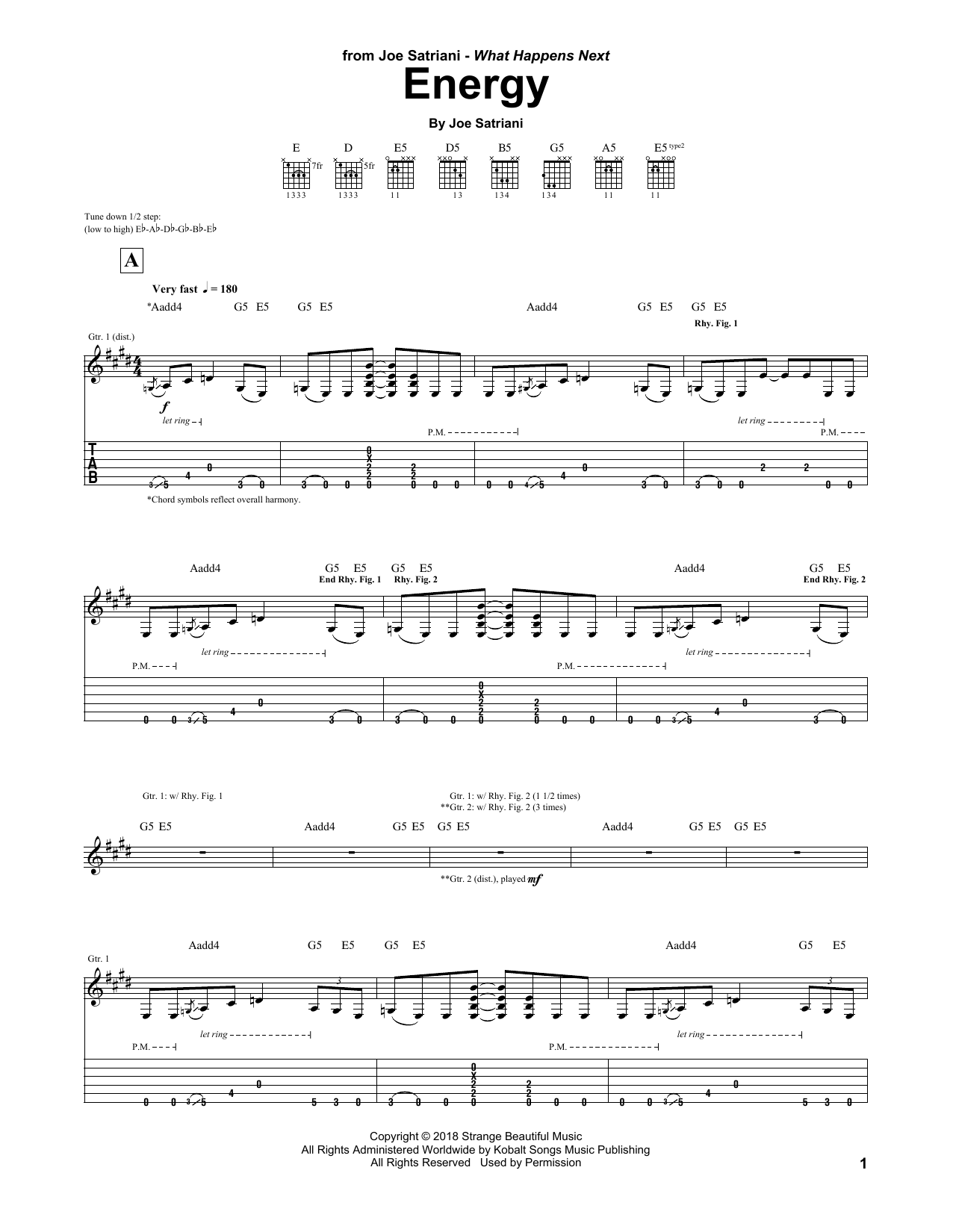 Download Joe Satriani Energy Sheet Music and learn how to play Guitar Tab PDF digital score in minutes