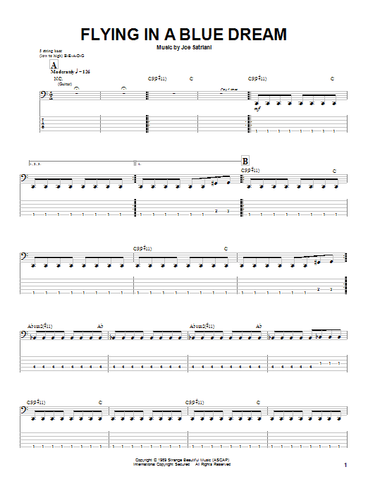 Download Joe Satriani Flying In A Blue Dream Sheet Music and learn how to play Guitar Tab PDF digital score in minutes