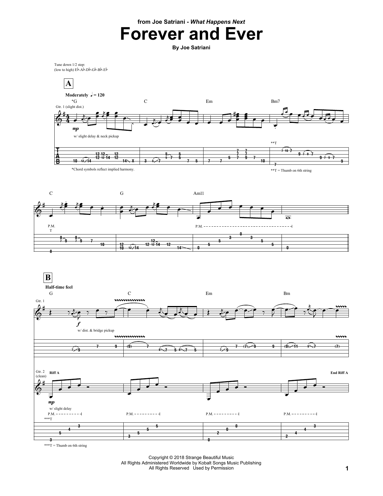 Download Joe Satriani Forever And Ever Sheet Music and learn how to play Guitar Tab PDF digital score in minutes