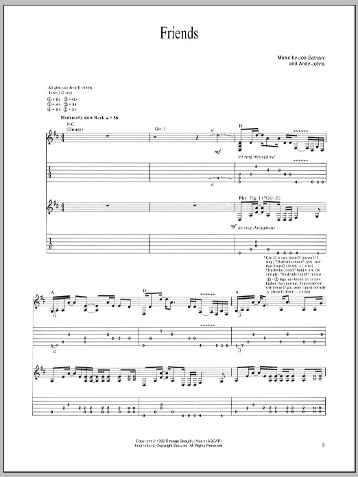Download Joe Satriani Friends Sheet Music and learn how to play Guitar Tab PDF digital score in minutes