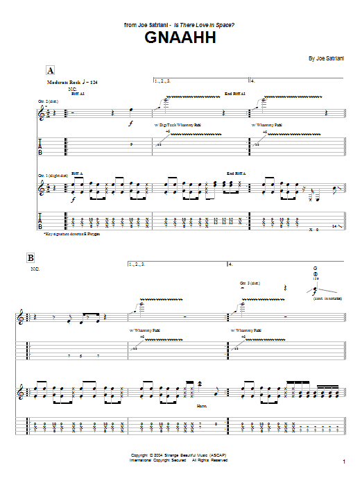 Download Joe Satriani Gnaahh Sheet Music and learn how to play Guitar Tab PDF digital score in minutes