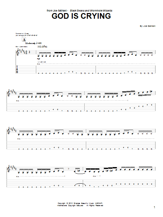 Download Joe Satriani God Is Crying Sheet Music and learn how to play Guitar Tab PDF digital score in minutes