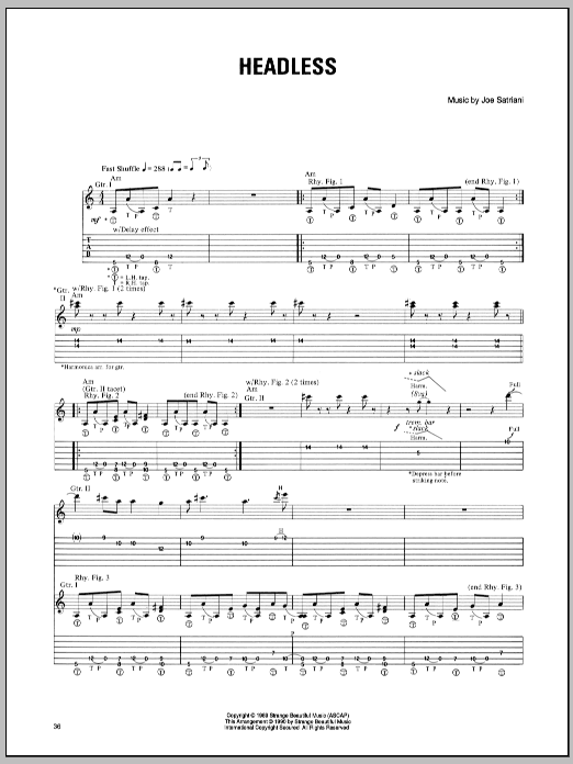 Download Joe Satriani Headless Sheet Music and learn how to play Guitar Tab PDF digital score in minutes