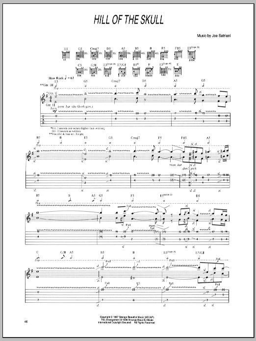 Download Joe Satriani Hill Of The Skull Sheet Music and learn how to play Guitar Tab PDF digital score in minutes