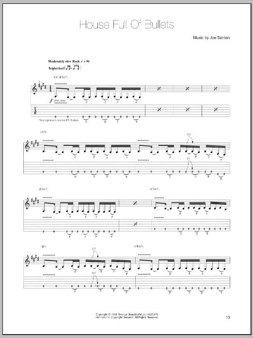 Download Joe Satriani House Full Of Bullets Sheet Music and learn how to play Guitar Tab PDF digital score in minutes