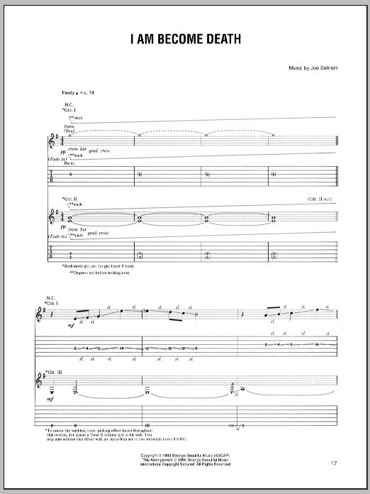 Download Joe Satriani I Am Become Death Sheet Music and learn how to play Guitar Tab PDF digital score in minutes