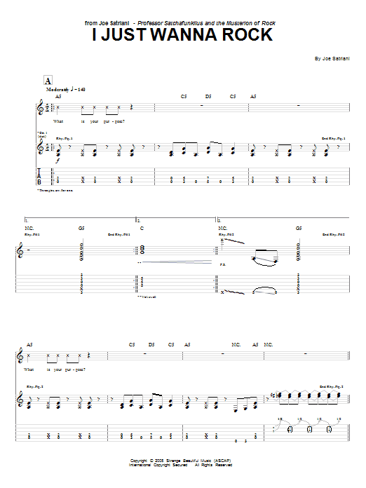 Download Joe Satriani I Just Wanna Rock Sheet Music and learn how to play Guitar Tab PDF digital score in minutes
